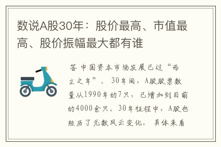 数说a股30年：股价最高、市值最高、股价振幅最大都有谁